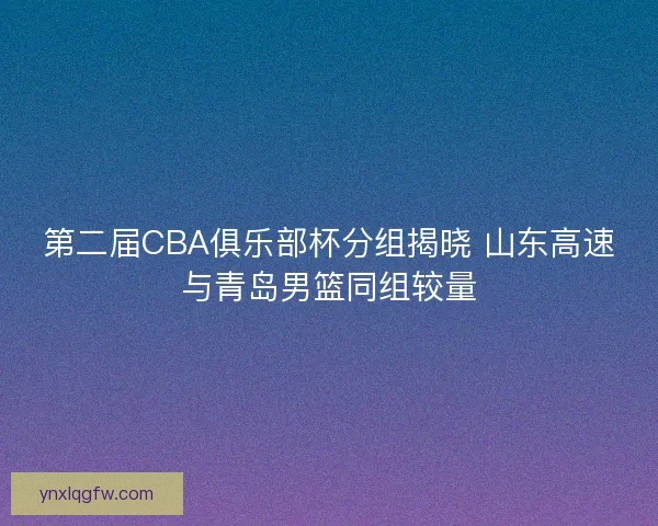 第二届CBA俱乐部杯分组揭晓 山东高速与青岛男篮同组较量
